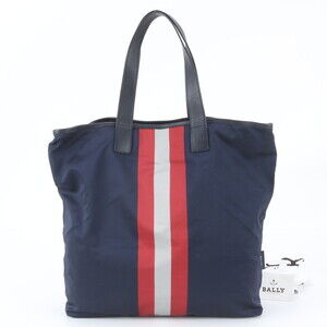 Bally Trainspotting Leather Tote Bag Shoulder Navy Men's